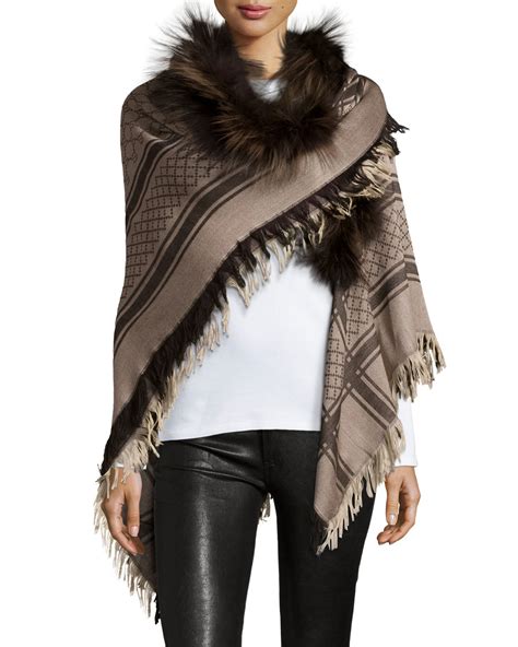 gucci scarf fur trim|gucci pashmina.